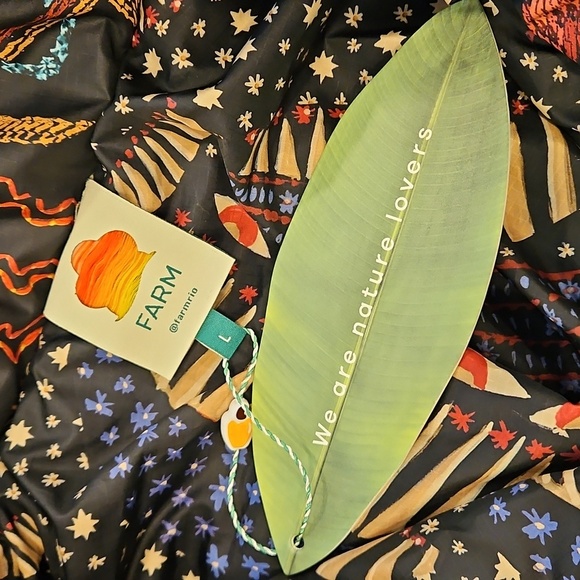 💕FARM RIO💕 Black Wild Bananas Metallic Reversible Puffer Jacket Large L NWT - Picture 15 of 16